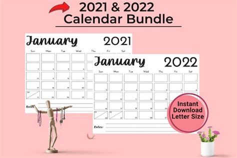 2021 2022 Printable Editable Calendar Bundle Includes Monthly Etsy Images