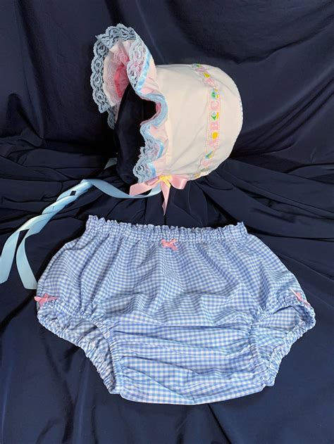 Adult Baby Sissy Littles Abdl Abc Bonnet And Blue Diaper Cover Etsy