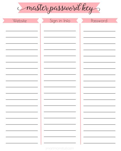 Printable Organizer Sheets