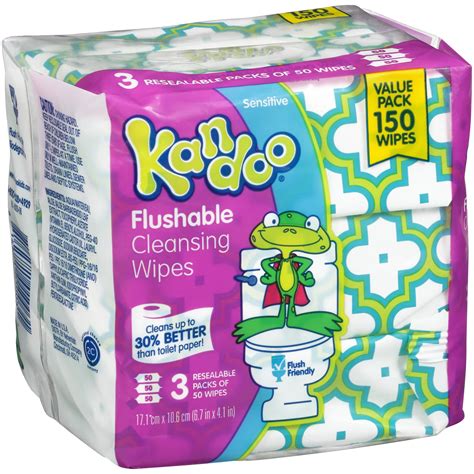 Kandoo Sensitive Flushable Baby Wipes 3 Packs Of 50 150 Count