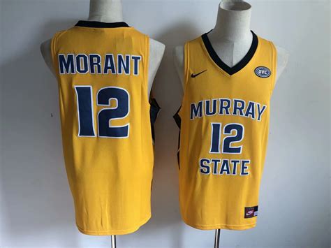 Mens Murray State Racers 12 Ja Morant Yellow College Basketball