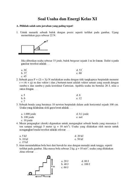 Soal Dan Jawaban Fisika Kelas 10 Tentang Usaha Dan Energi