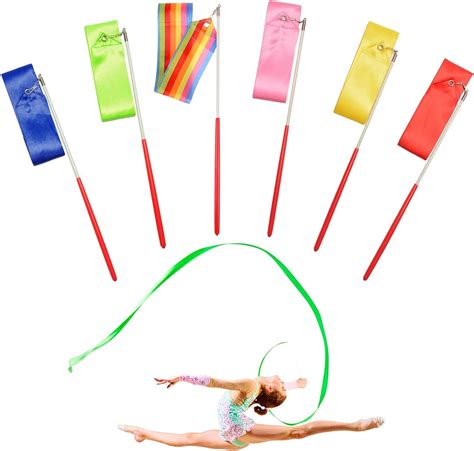 6pcs Rhythmic Gymnastic Ribbon For Kids Gymnastics Ribbons Gym Dancing