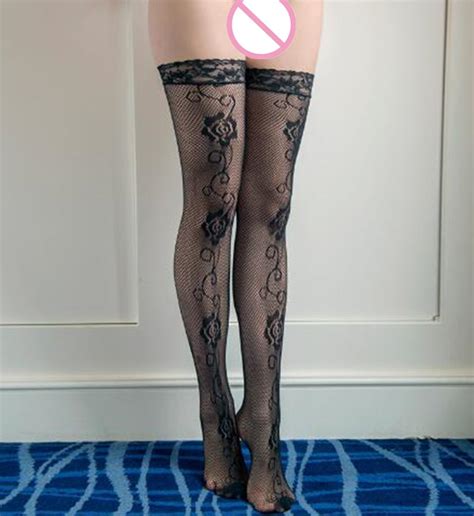 Hot Sale Sexy Women Summer Jacquard Black Stockings Lace Nylon Top
