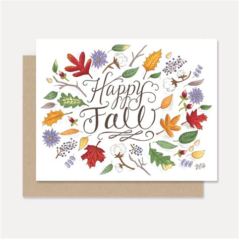 Happy Fall A2 Note Card Unique Greeting Cards Note Cards Fall Cards
