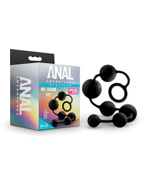 Blush Anal Adventures Platinum Silicone Anal Beads Large Black On Condom Sense Premium Adult
