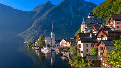 Desktop Wallpapers Hallstatt Austria Mountains Lake Coast 2560x1440