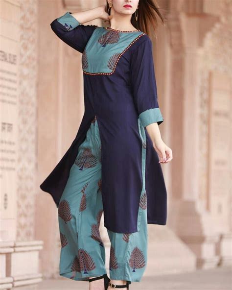 Summer Collection Plazo Kurti Set Beautiful Rayon Kurti And Plazo With Handwork On Kurti