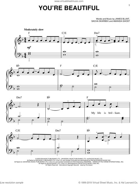 Youre Beautiful Sheet Music Easy For Piano Solo Pdf