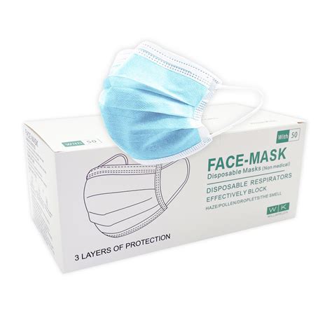 50 Pcs Disposable Face Mask 3 Ply Tga Dust Filter Masks Protective 98