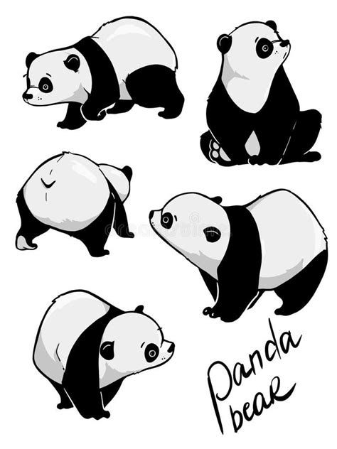 Hand Drawing Cute Panda With A Lot Of Variation Stock Vector