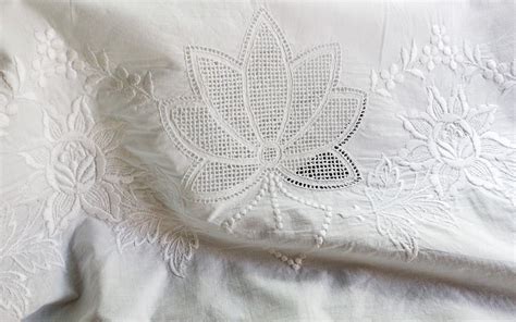 Antique White Embroidered Pillow Cover Layover Raised Floral Etsy
