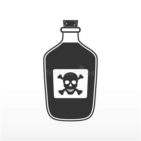Bottle Of Poison Glass Bottle With Poison Icon On White Background