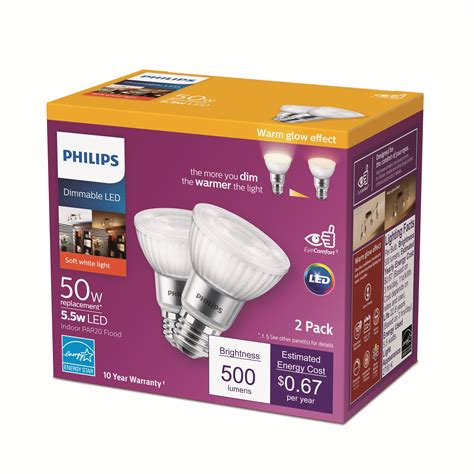 Philips Led 50 Watt Par20 Spotlight Light Bulb Bright White 40 Degree