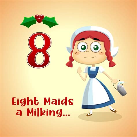 Premium Vector The 12 Days Of Christmas 8th Day Eight Maids A