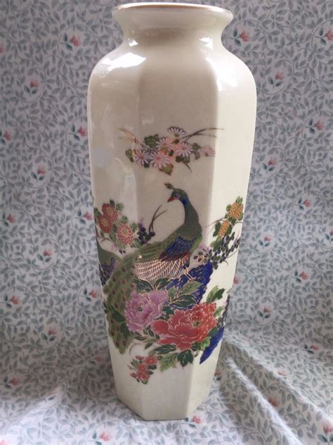 Vintage Imperial Japan Interpur Peacock Vase 10 5 Tall Japanese Vase