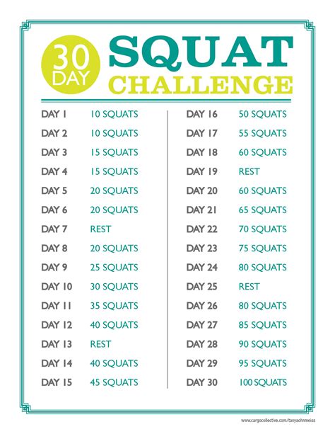 30 Day Squat Challenge Work Your Way Up To Doing 100 Squats In A Month