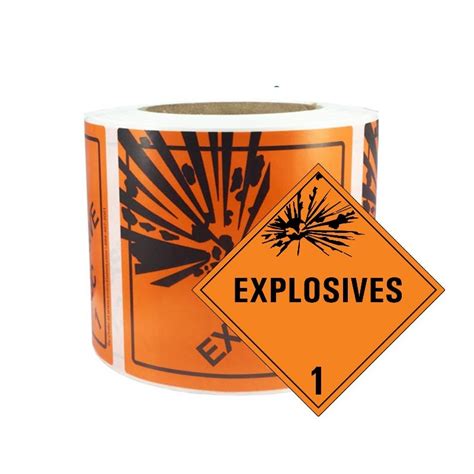 Explosive Hazard Placard Self Adhesive Single Unit X Mm