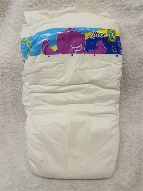 Vintage Luvs Plastic Backed Diaper Size 3 2000 Featuring Barney