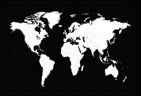 World Map Vector With Borders White Custom Designed Web Elements