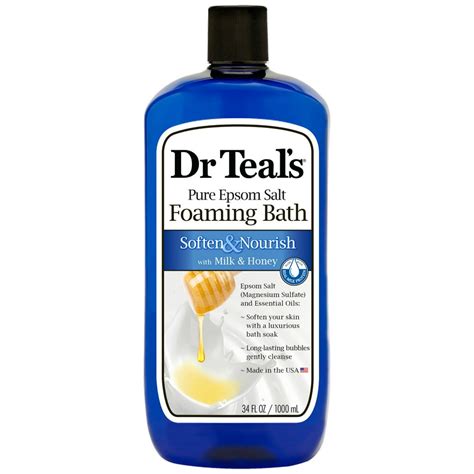 Dr Teals Soften And Nourish Foaming Bubble Bath With Pure Epsom Salt Milk And Honey 34 Oz