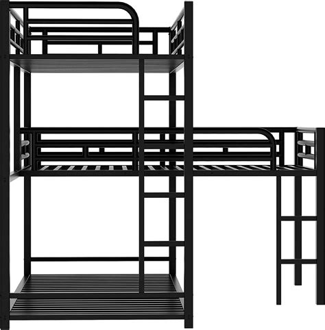 Buy Triple Bunk Bed L Shaped Bunk Bed For 3 Space Saving Metal Triple