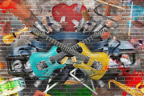 Collage Of Music In Graffiti Art Categories Canvas