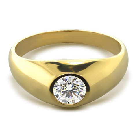 050 Carat Round Diamond Solitaire Mens Ring Gia Certified