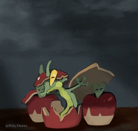 I Drew Little Applins Being Protected From The Rain 🍎 Pokemon