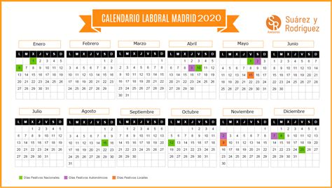 Calendario Laboral Madrid 2020 Suárez Y Rodríguez Asesores