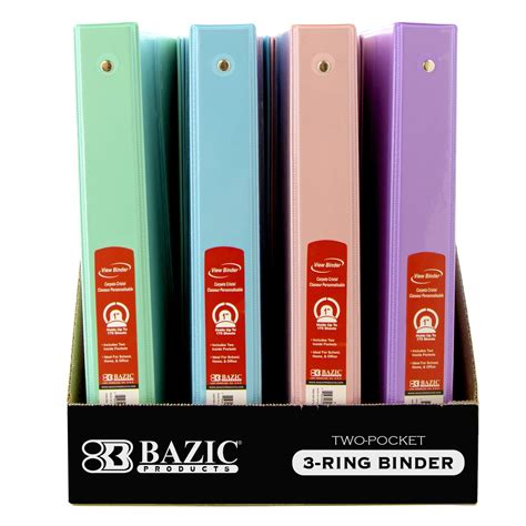 BAZIC 3 Ring Binder 1" Economy View Binders Organizer - Pastel Color