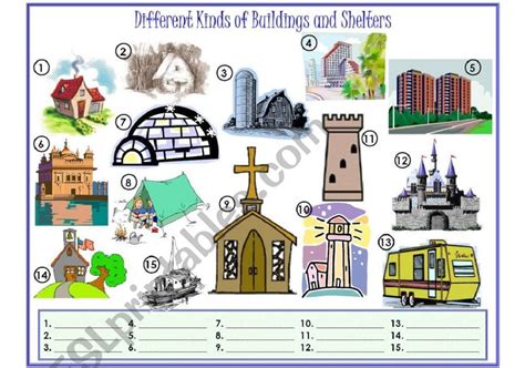 Buildings And Shelters Fill In The Blanks Esl Worksheet By Ichacantero