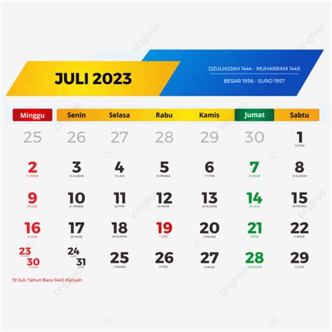 Kalender Juillet 2023 Lengkap Dengan Tanggal Merah Cuti Bersama Jawa