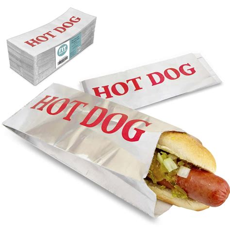 250 Pack Hot Dog Foil Wrapper Bags 35x15x9 Classic Printed