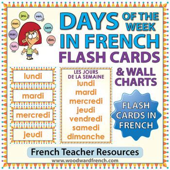 French Days of the Week - Flash Cards & Charts by Woodward Education