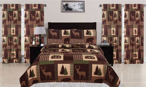 Beatrice Cozy Cabin Fullqueen Quilt 3 Piece Set Rustic Lodge Deer And