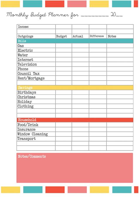 Household Budget Calculator Spreadsheet — Db