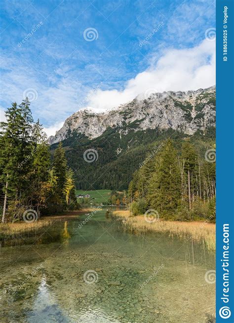Stunning View Of Hintersee And Alps In Ramsau Bavaria Germany Stock