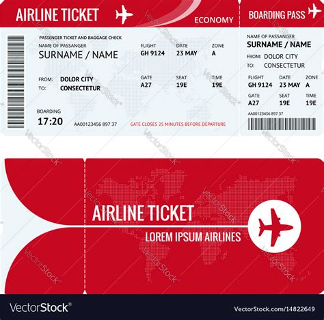 Airline Ticket Or Boarding Pass For Traveling Vector Image