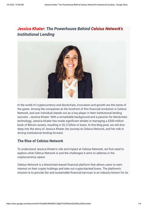 Jessica Khater-The Powerhouse Behind Celsius Network's Institutional