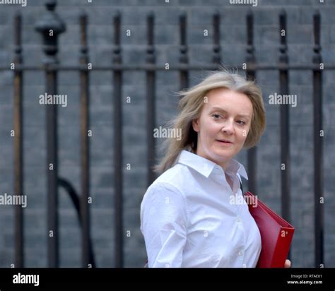 liz truss mp chief secretary to the treasury leaving downing street after a cabinet meeting