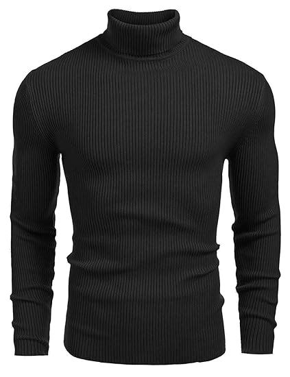 DENIMHOLIC Men S Cotton Turtle Neck Sweater Small Black Dark