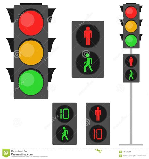 Semáforos Semáforos Para Los Peatones Semáforo Peatonal Ilustración