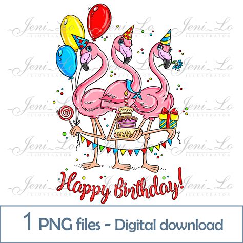 Flamingo Birthday 1 Png File Happy Birthday Clipart Sublimat Inspire