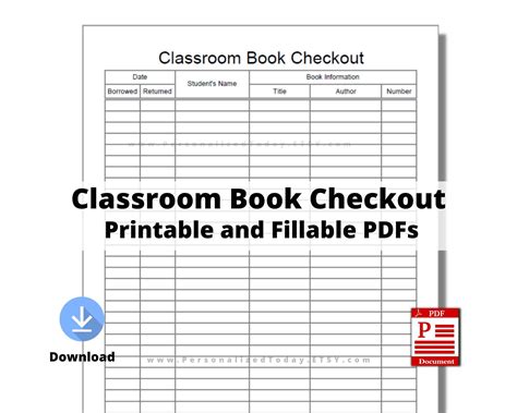 Printable Class Book Sign Out Sheet Fillable And Printable Pdf Etsy