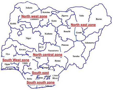 Map Of Nigeria Showing The Six Geopolitical Zones Map Of Nigeria