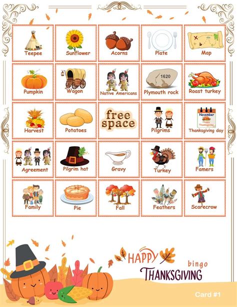 50 Thanksgiving Bingo Cards With Chips And Thanksgiving Game For