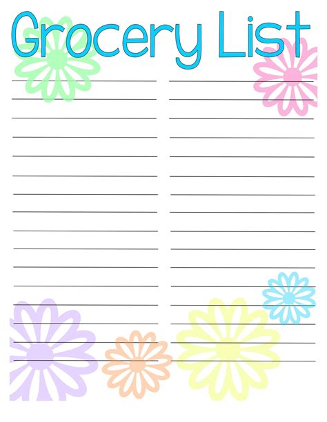 Grocery List Template Free Collection Vrogue