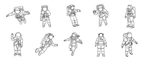 Astronaut Outline Illustration Vector Set 24469212 Vector Art At Vecteezy