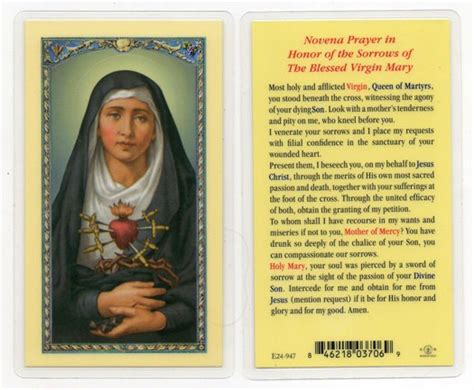 25 Cards Per Pack 80 Per Card Seven Sorrows Of Mary Laminated Prayer Card